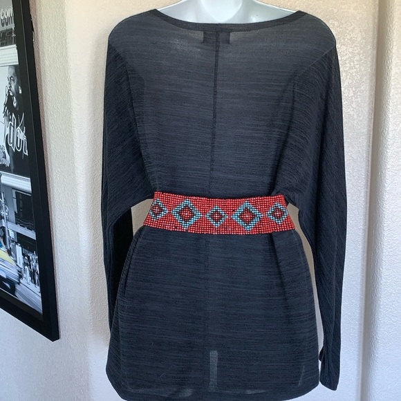 BEADED STATEMENT BELT red, blue/maroon diamonds. Stretchy. VINTAGE, ARTISAN M main image 5